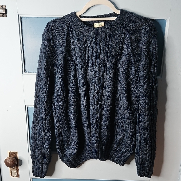 L.L. Bean Sweaters - L. L. Bean Women's Vintage Navy Silk Cable Knit Sweater